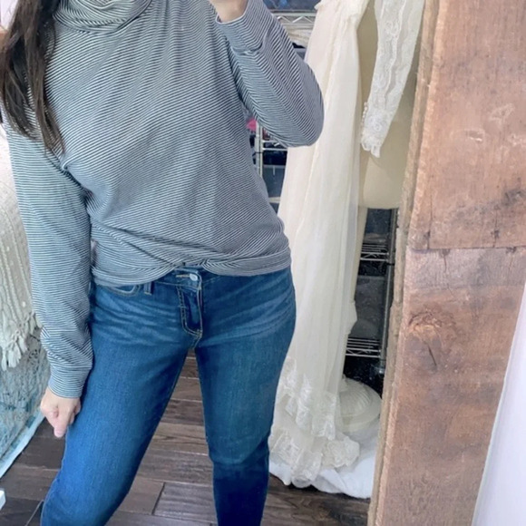 LL Bean striped turtleneck size large regular - Picture 1 of 5